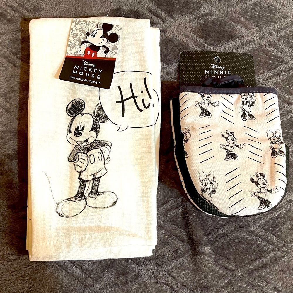 Disney Minnie & Mickey 2 towels & 2 mitts NWT